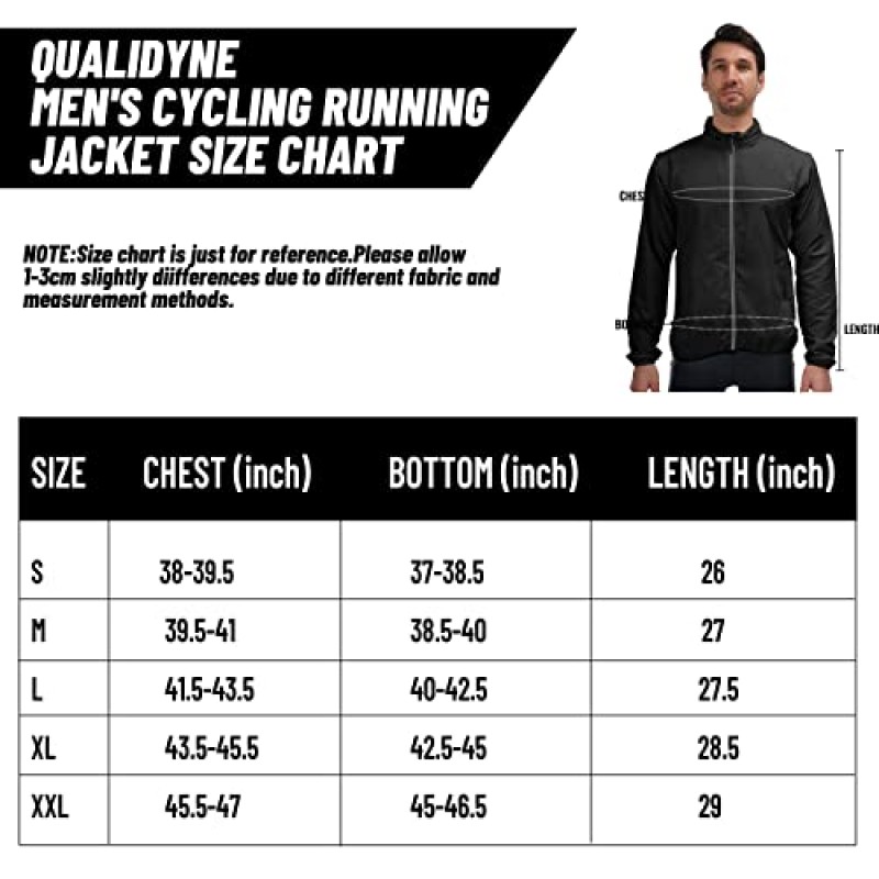 Qualidyne 남성용 사이클링 러닝 자켓 후드 자전거 윈드 브레이커 조끼 탈착식 슬리브 반사 경량 방풍 코트