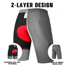 3D 패딩 사이클링 MTB 반바지, 경량 루즈핏 자전거 속옷 반바지가 있는 남성용 산악 자전거 반바지