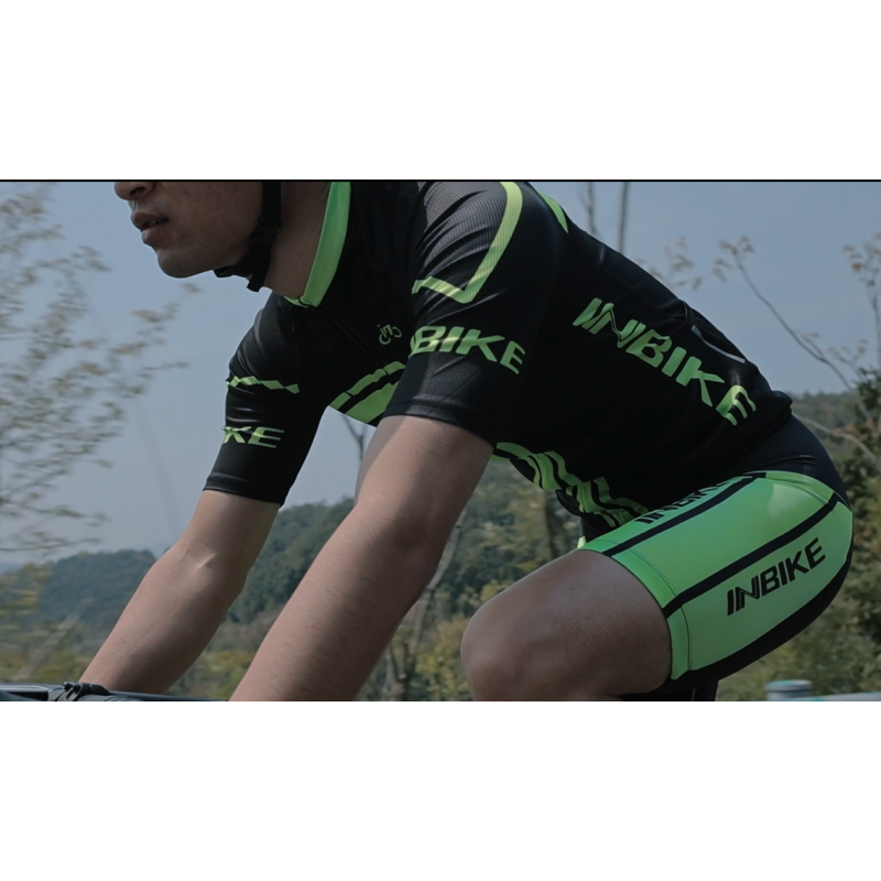 INBIKE 사이클링 저지 남성 세트 반사 통기성 자전거 복장 3D 패딩 반바지가 포함된 빠른 건조 턱받이 자전거 저지
