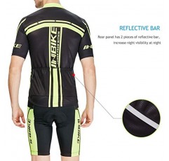 INBIKE 사이클링 저지 남성 세트 반사 통기성 자전거 복장 3D 패딩 반바지가 포함된 빠른 건조 턱받이 자전거 저지