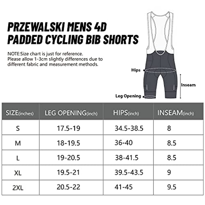 Przewalski 남성용 자전거용 자전거 턱받이 반바지(전화 주머니 포함), 4D 패딩 통기성 자전거용 자전거 턱받이 스타킹