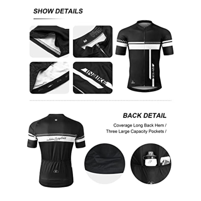 INBIKE 사이클링 저지 남성 세트 반사 통기성 자전거 복장 3D 패딩 반바지가 포함된 빠른 건조 턱받이 자전거 저지