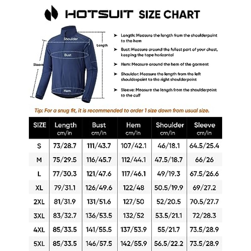 HOTSUIT 남성용 사이클링 레인 재킷 통기성 러닝 재킷 방수 자전거용 윈드 브레이커