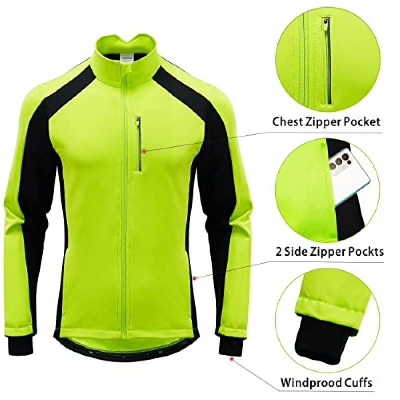 Qualidyne 남성용 겨울 사이클링 자켓 열 양털 안감 자전거 자전거 자켓 추운 날씨 방풍 Softshell 윈드 브레이커