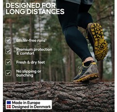 DANISH ENDURANCE 로우컷 장거리 러닝 양말, 땀 흡수 기능, 쿠션 및 물집 방지, 남성 및 여성용 3쌍 팩