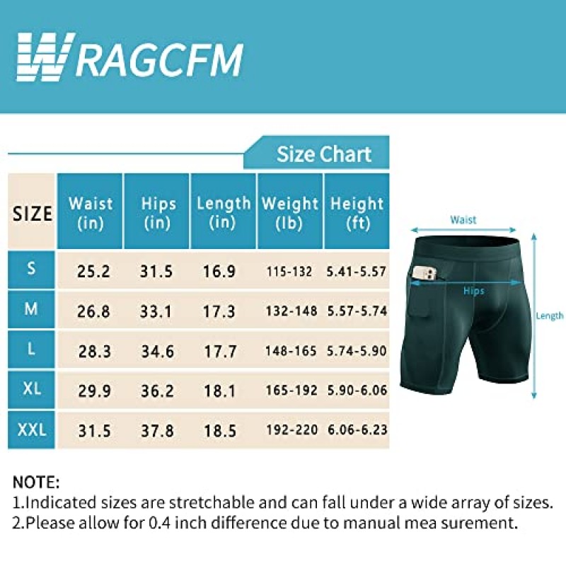 WRAGCFM 남성용 압축 반바지(포켓 포함) 러닝 운동 운동 활성 속옷 반바지