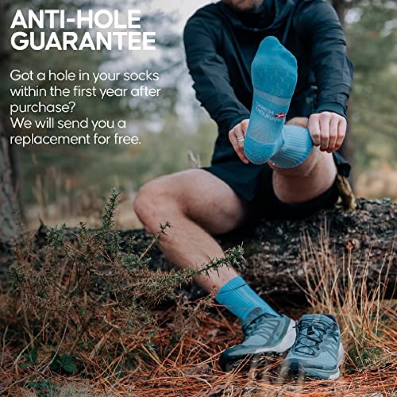 DANISH ENDURANCE 장거리 크루 러닝 양말, 수분 흡수, 쿠션 및 물집 방지, 남성 및 여성용 3쌍 팩