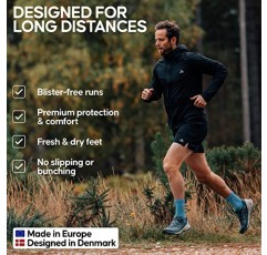 DANISH ENDURANCE 장거리 크루 러닝 양말, 수분 흡수, 쿠션 및 물집 방지, 남성 및 여성용 3쌍 팩