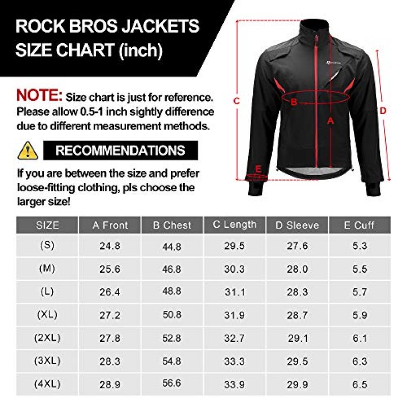 ROCKBROS 겨울 사이클링 재킷 남성용 열 양털 방풍 재킷 러닝 자전거 하이킹