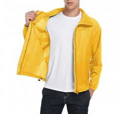 KPSUN 남성용 레인 재킷 방수 경량 윈드 브레이커 Packable Cycling Running Raincoats with Removable Hood