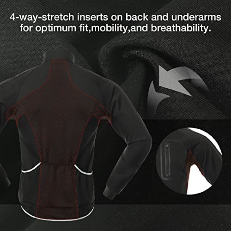 BERGRISAR 남성용 사이클링 자켓 겨울용 윈드 브레이커 러닝 하이킹 자전거 코트 Thermal Fleece Golf Softshell