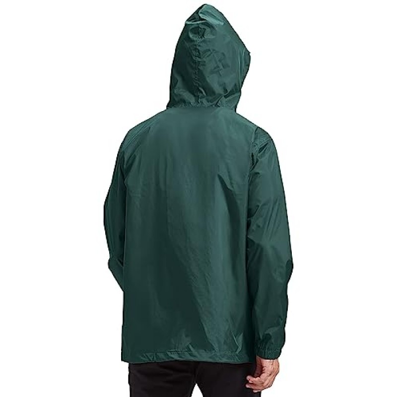V VALANCH Mens Rain Jacket 방수 경량 윈드 브레이커 (후드 포함) 하이킹 러닝 여행용 야외 비옷