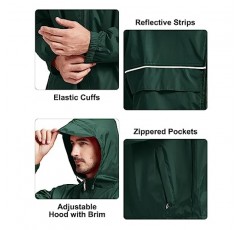 V VALANCH Mens Rain Jacket 방수 경량 윈드 브레이커 (후드 포함) 하이킹 러닝 여행용 야외 비옷