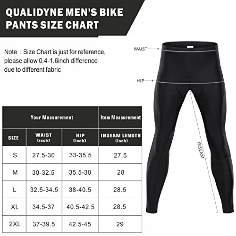 Qualidyne Mens 사이클링 바지 긴 4D 패딩 자전거 스타킹 레깅스 야외 승마 자전거 자전거 바지