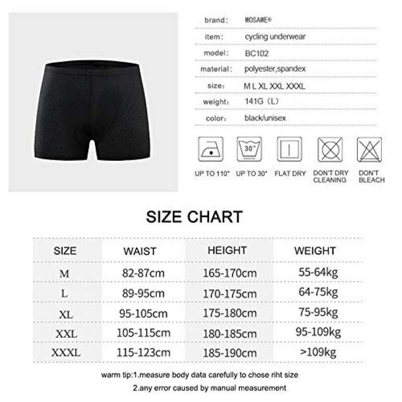 WOSAWE 남성용 사이클링 3D 패딩 반바지 자전거 라이딩 속옷 콤보 MTB 헐렁한 반바지