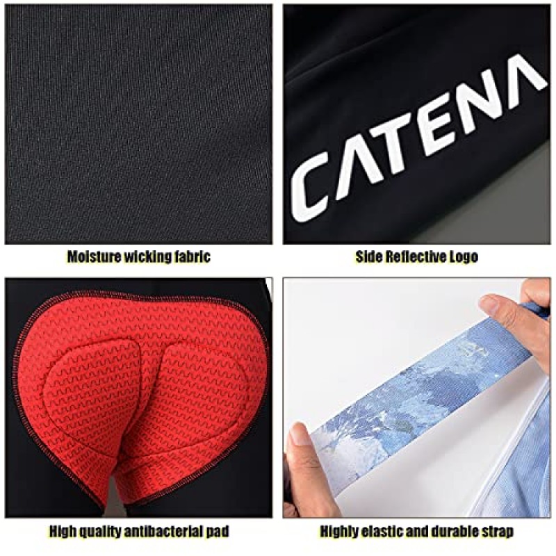 CATENA 남성용 사이클링 턱받이 반바지 3D 패딩 자전거 짧은 통기성 자전거 타이츠