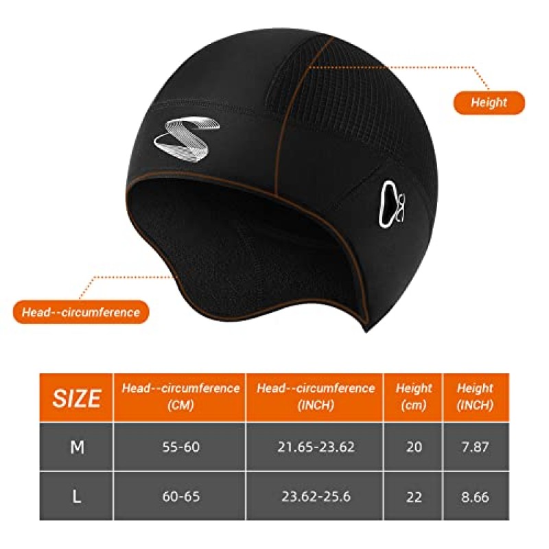 Sportneer 해골 모자 겨울 사이클링 모자 남성용 헬멧 라이너 비니 안경 구멍이있는 자전거 타기 열 모자 러닝 모자