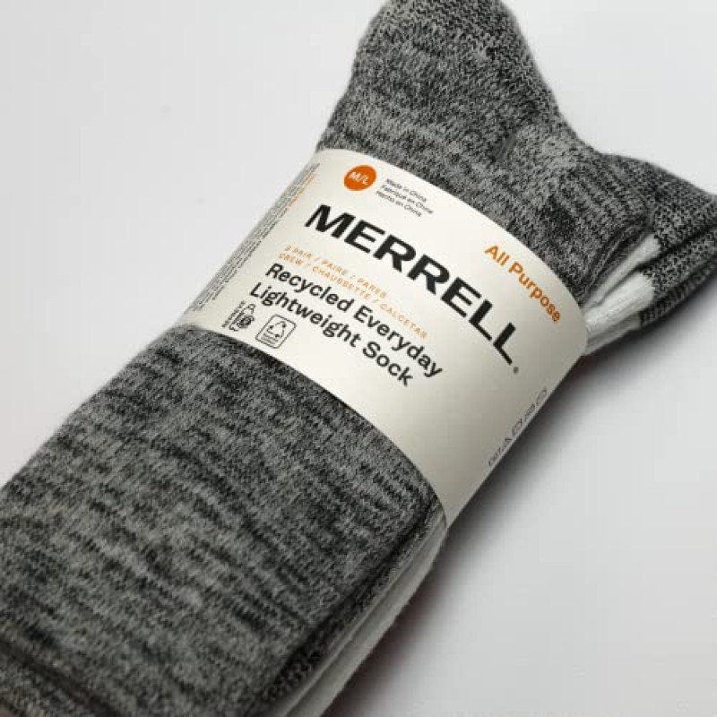 Merrell 남성용 및 여성용 재활용 경량 쿠션 크루 양말 - 3쌍 팩 - 리프리브 하이킹 아치 지지대