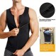 MOLUTAN 남성 압축 셔츠 배꼽 슬리밍 바디 셰이퍼 조끼 민소매 지퍼 언더 셔츠 위장용 탱크 탑 Shapewear