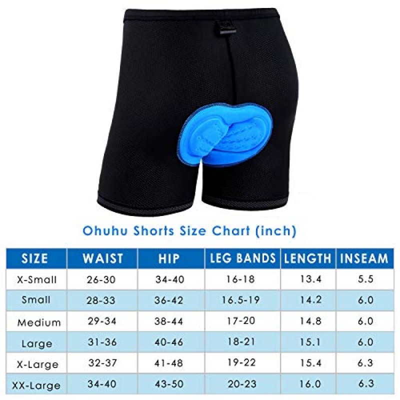 Ohuhu 남성용 패딩 자전거 반바지 3D 패딩 남성용 사이클링 자전거 속옷