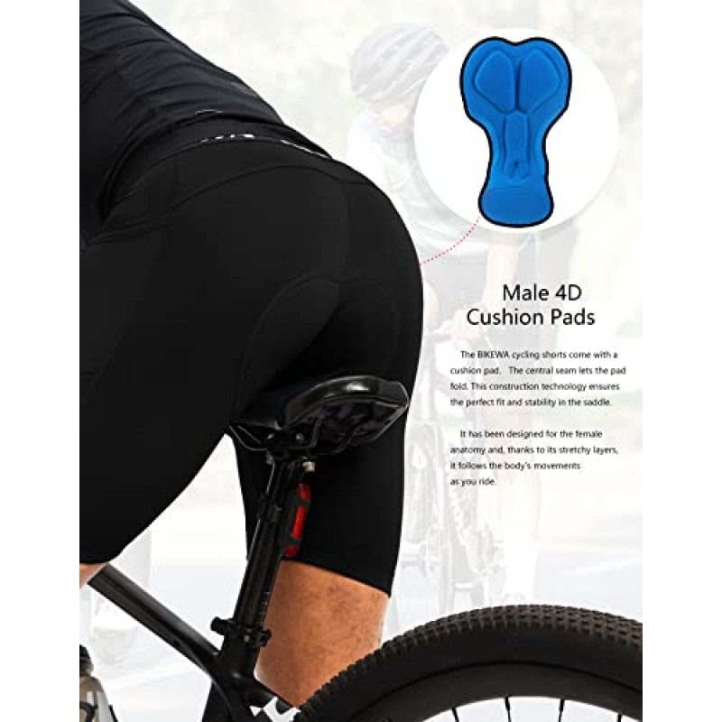 Bikewa 남성용 3D 패딩 자전거 반바지 사이클링 속옷 산악 자전거 자전거 MTB 패딩 팬츠 남성용 사이드 포켓