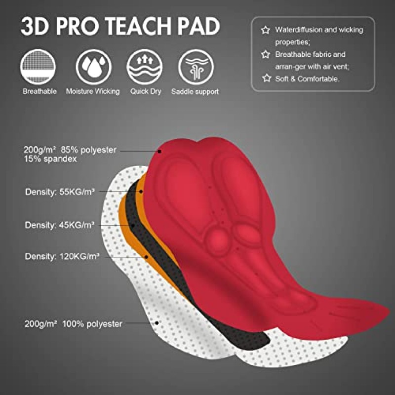 Przewalski 남성용 3D 패딩 사이클링 자전거 턱받이 반바지, 자전거 자전거 턱받이 반바지