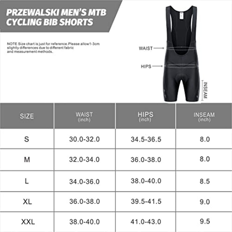 Przewalski 남성용 3D 패딩 사이클링 자전거 턱받이 반바지, 자전거 자전거 턱받이 반바지