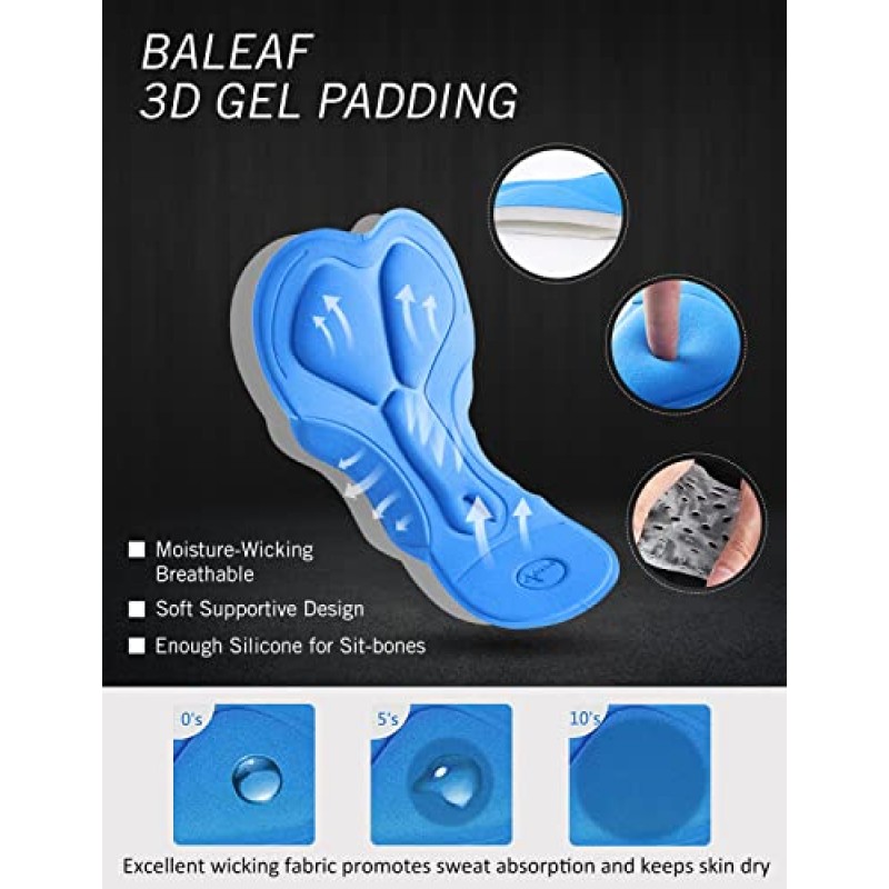 BALEAF 남성용 사이클링 속옷 3D 패딩 산악 자전거 반바지