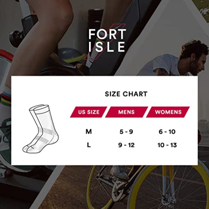 Fort Isle 4쌍 남성용 및 여성용 사이클링 양말 - 8색 통기성 산악 자전거 양말 남성용 | Mtb 양말 남성용 | 자전거 양말