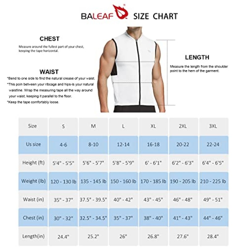 BALEAF 남성용 민소매 사이클링 저지 로드 바이크 셔츠 자전거 자전거 탱크 탑 풀 지퍼 포켓 SPF UPF50+