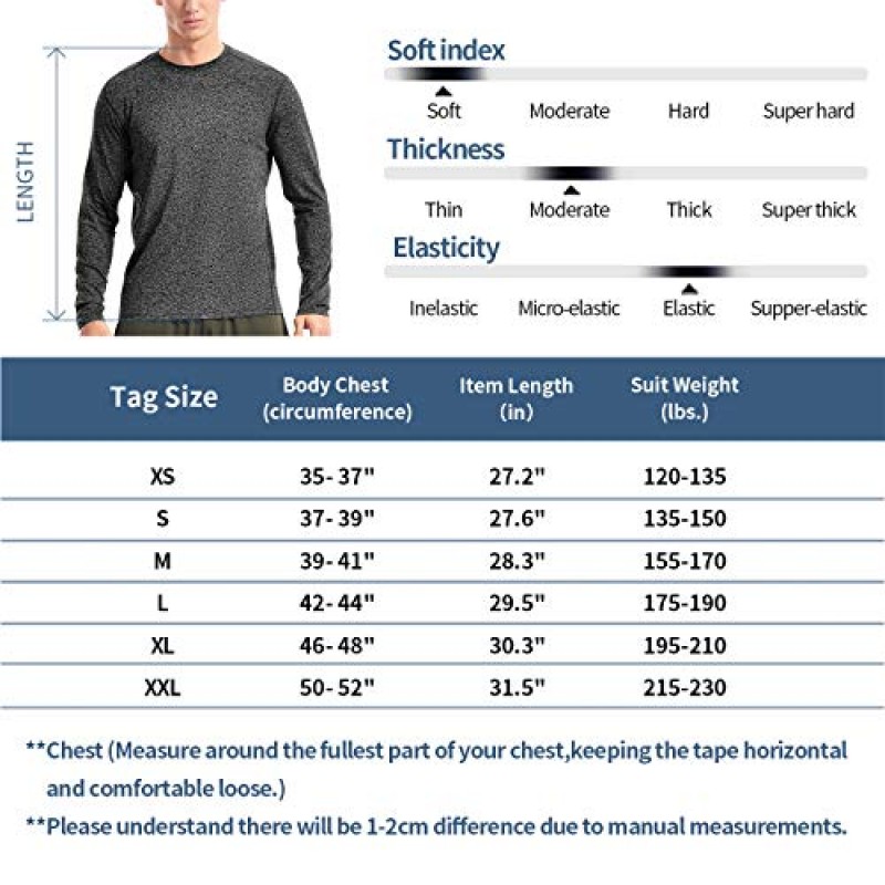 남성용 모이스처 위킹 운동 셔츠 긴 소매 운동 러닝 체육관 퍼포먼스 티셔츠 UV/Sun Protection