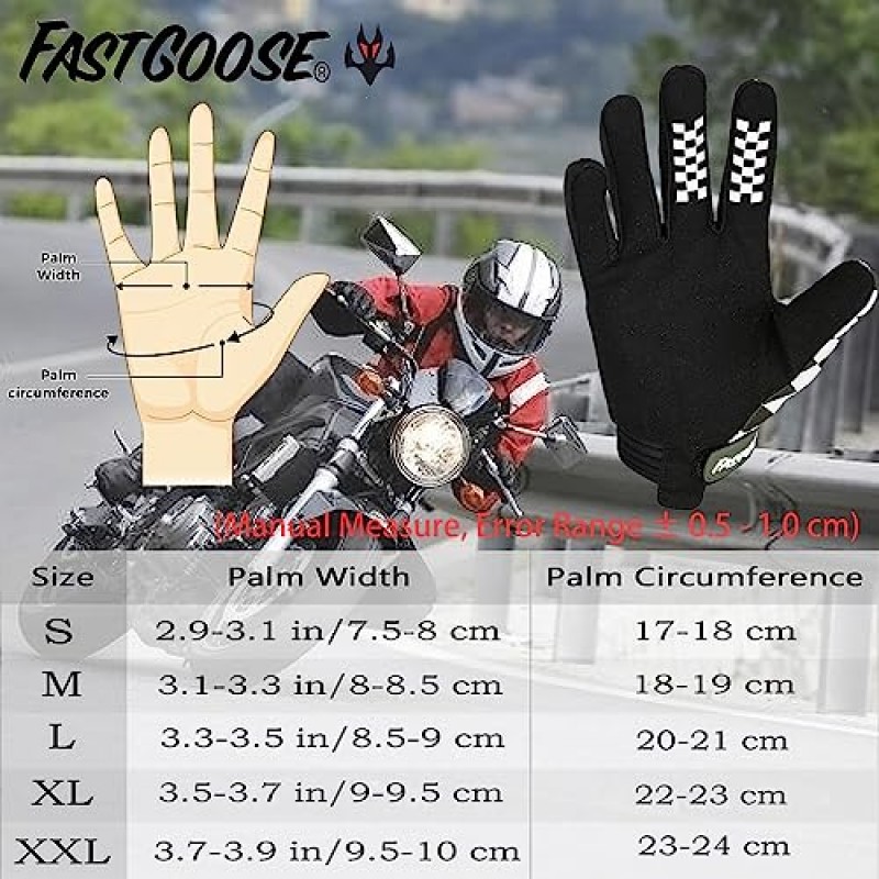 FASTGOOSE 사이클링 장갑 자전거 장갑 남성용/여성용 자전거 장갑, ATV MTB 용 전체 손가락 터치 스크린 통기성 산악 자전거 레이싱 장갑,모토크로스 장갑 오토바이 장갑