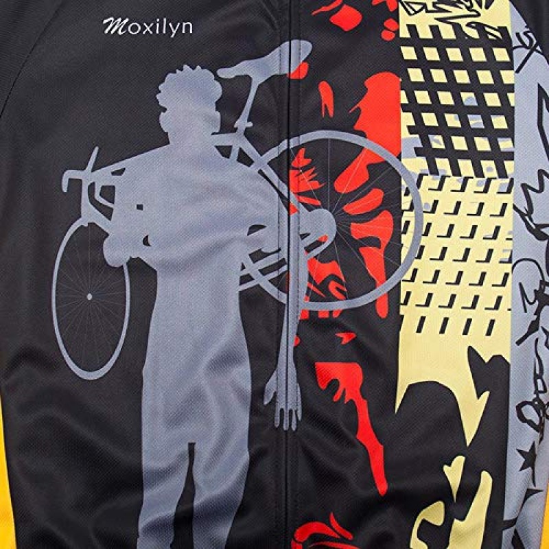 MOXILYN Mens 사이클링 저지 MTB 의류 사이클링 키트 자전거 셔츠 및 사이클링 턱받이 짧은 20D 젤 패드 자전거 의류 세트