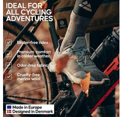 DANISH ENDURANCE 메리노 울 사이클링 양말, 따뜻한 자전거 양말, 남성 및 여성, 2팩