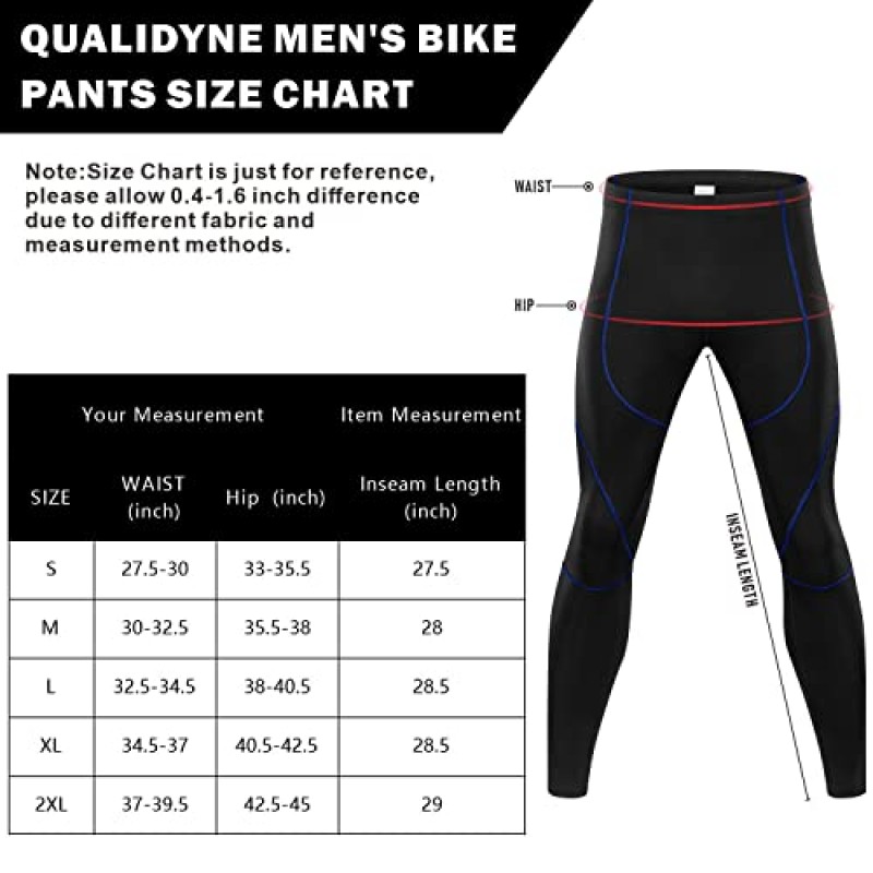qualidyne 남성용 사이클링 자전거 바지 4D 패딩 도로 자전거 타이츠 야외 자전거 레깅스.