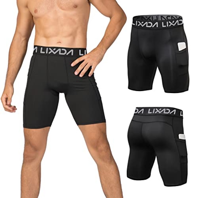 Lixada 남성용 탄성 반바지 바지 퍼포먼스 스포츠 Baselayer 쿨 드라이 스타킹 활성 운동 속옷