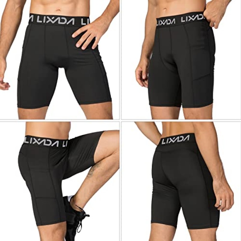 Lixada 남성용 탄성 반바지 바지 퍼포먼스 스포츠 Baselayer 쿨 드라이 스타킹 활성 운동 속옷