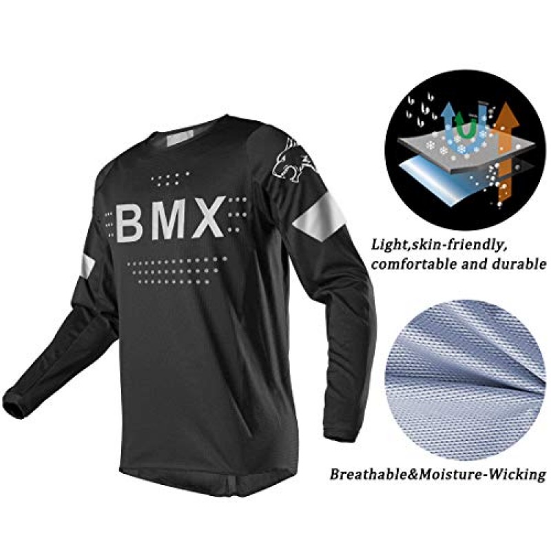 남성용 산악 자전거 셔츠 긴 소매 MTB 오프로드 모토크로스 져지 빠른 건조 및 수분 흡수