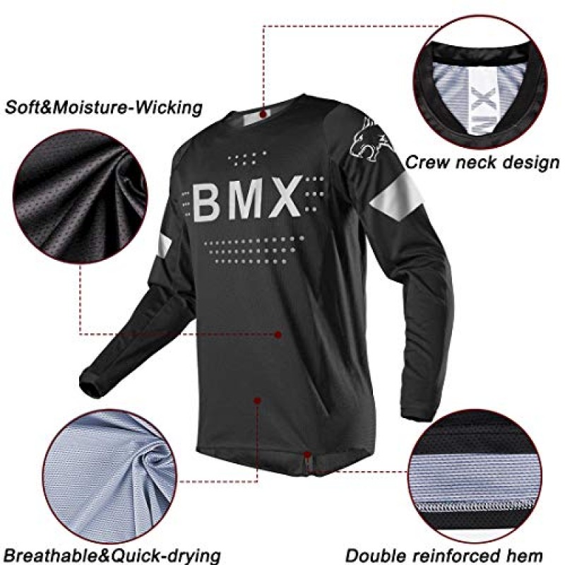 남성용 산악 자전거 셔츠 긴 소매 MTB 오프로드 모토크로스 져지 빠른 건조 및 수분 흡수