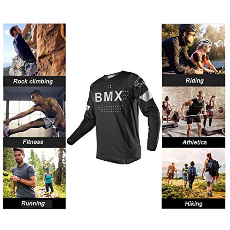 남성용 산악 자전거 셔츠 긴 소매 MTB 오프로드 모토크로스 져지 빠른 건조 및 수분 흡수