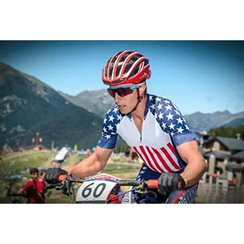 Lo.gas USA 사이클링 저지 남성용 반팔 자전거 자전거 셔츠 American Flag Road 자전거 의류 Full Zip with Pockets