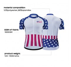 Lo.gas USA 사이클링 저지 남성용 반팔 자전거 자전거 셔츠 American Flag Road 자전거 의류 Full Zip with Pockets