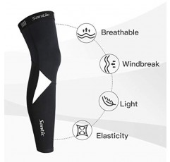 Santic 사이클링 레그 워머 열 플리스 방풍 소프트 쉘 무릎 워머 블랙