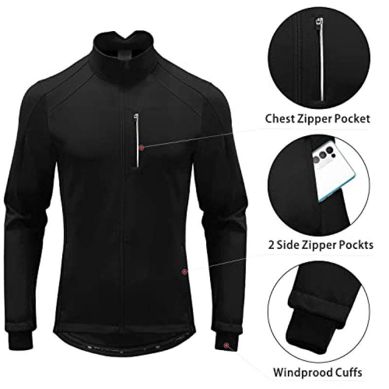 Qualidyne 남성용 겨울 사이클링 자켓 열 양털 안감 자전거 자전거 자켓 추운 날씨 방풍 Softshell 윈드 브레이커