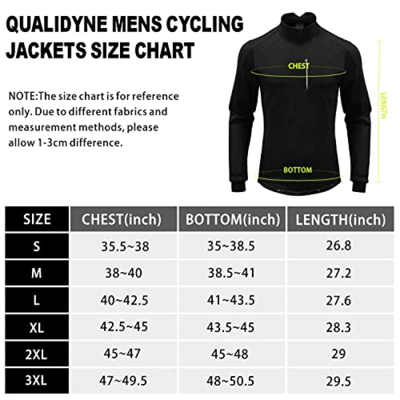 Qualidyne 남성용 겨울 사이클링 자켓 열 양털 안감 자전거 자전거 자켓 추운 날씨 방풍 Softshell 윈드 브레이커