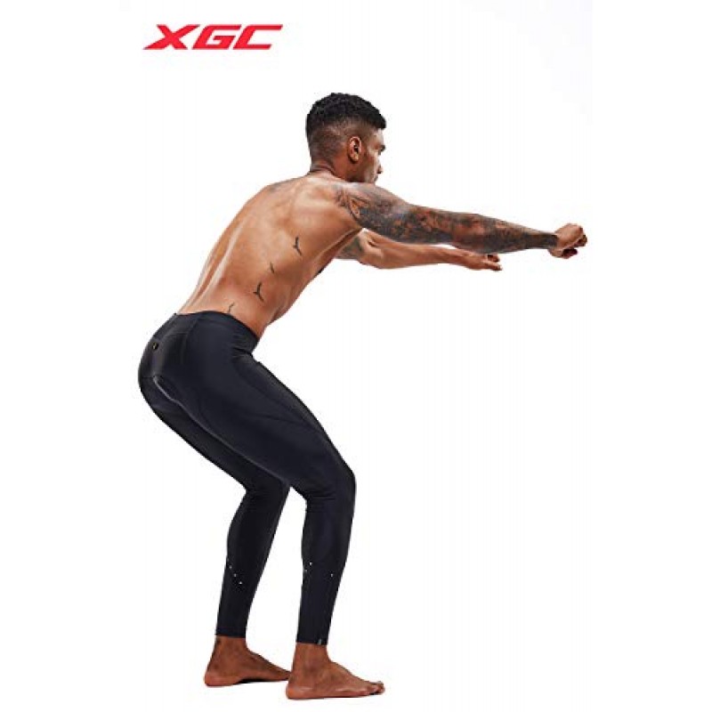 XGC 남성용 긴 사이클링 바지 바지 자전거 바지 바지 타이츠 4D 스폰지 패딩 레깅스
