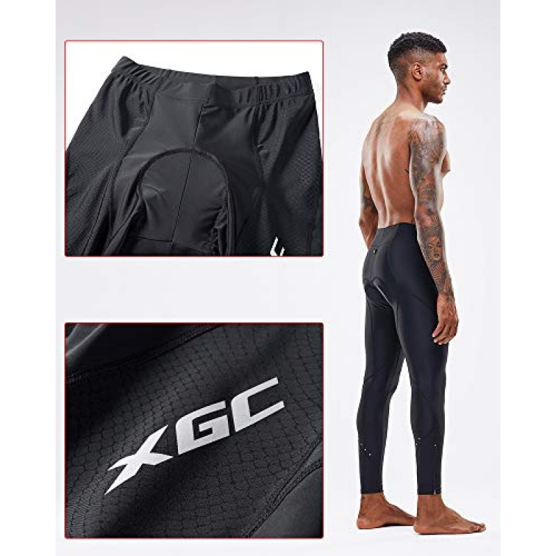 XGC 남성용 긴 사이클링 바지 바지 자전거 바지 바지 타이츠 4D 스폰지 패딩 레깅스