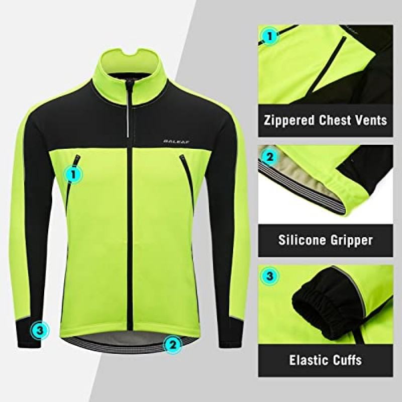 BALEAF 남성용 겨울 자켓 방풍 Softshell Theraml 웜 포켓 사이클링 러닝 Mounatin 자전거 타기 추운 날씨 장비