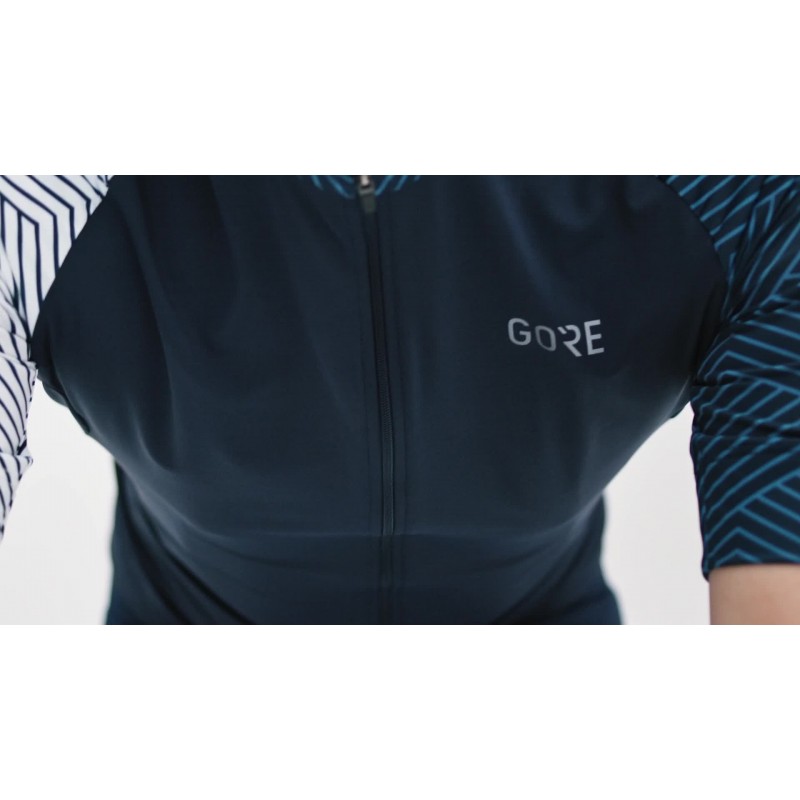 GORE WEAR 남성용 반팔 사이클링 져지, C5, 스피어 블루/화이트