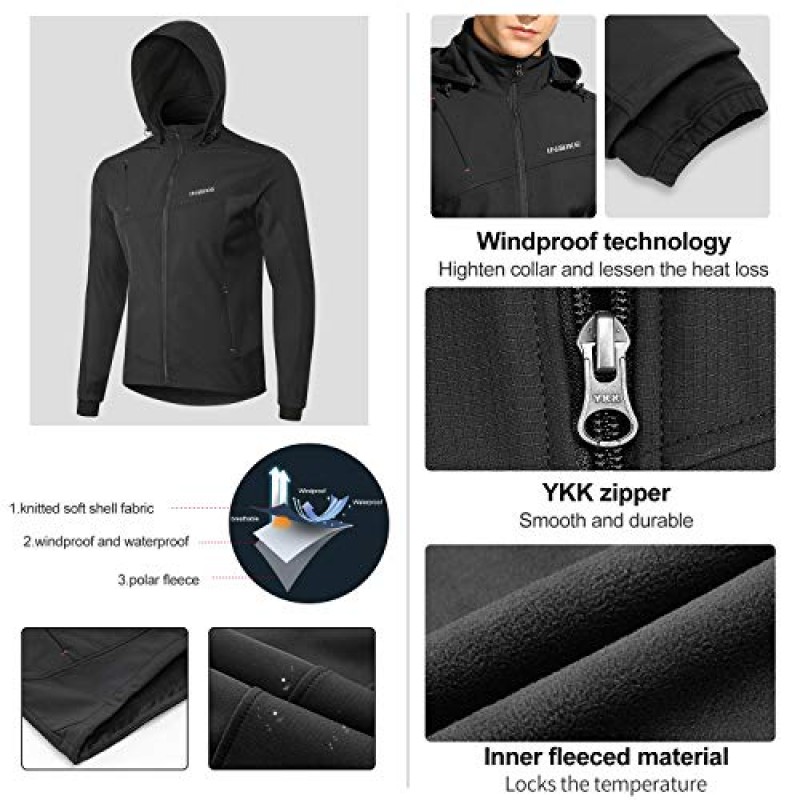 INBIKE 남성용 겨울 소프트쉘 재킷, 방풍 및 따뜻함, 사이클링, 하이킹 및 기타 야외 활동에 이상적